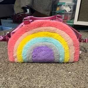 Rainbow Faux Fur Travel Bag